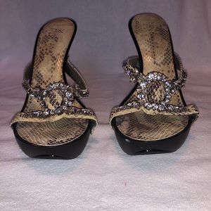 Tan embellished heel